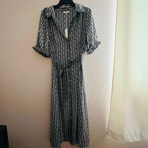 Elegant Black and White Patterned Dress